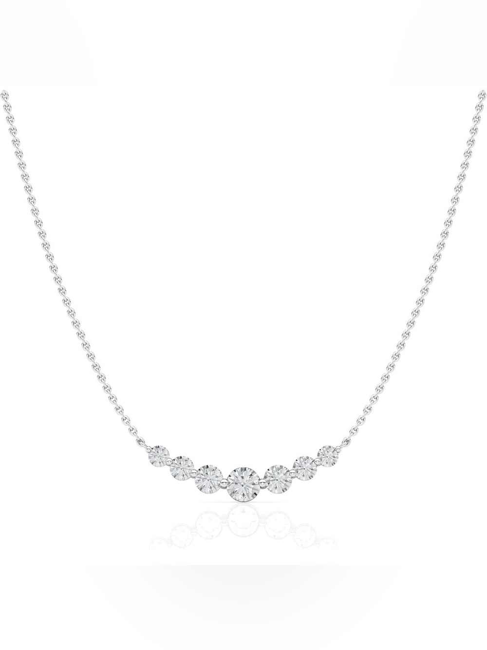 3 CTW 7 Stone Diamond Smile Necklace G Color SI Sterling Silver 16-18”
